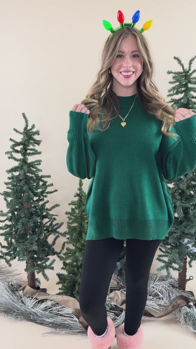Meet Me At the Rink Sweater-Forest Green
