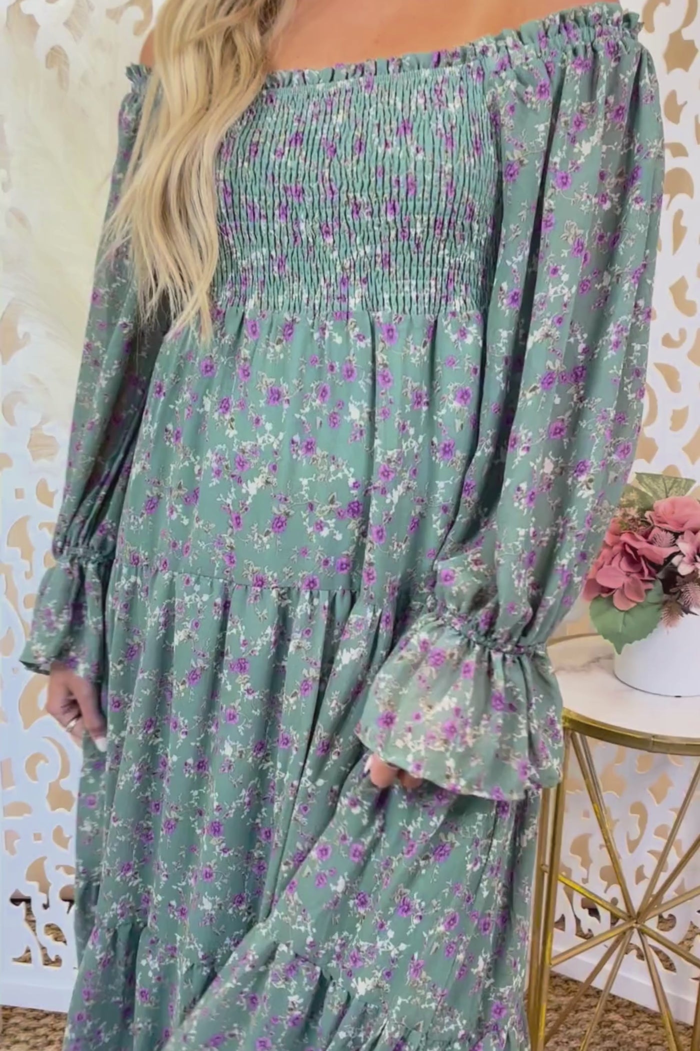 Floral Print Midi Dress- Feminine Midi Dresses- Love Shack Dupe Dress- &Merci Midi Dress