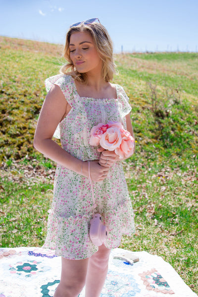 Sweet Floral Print Dress- Feminine Dresses- Tiered Ruffle Floral Print Mini Dress