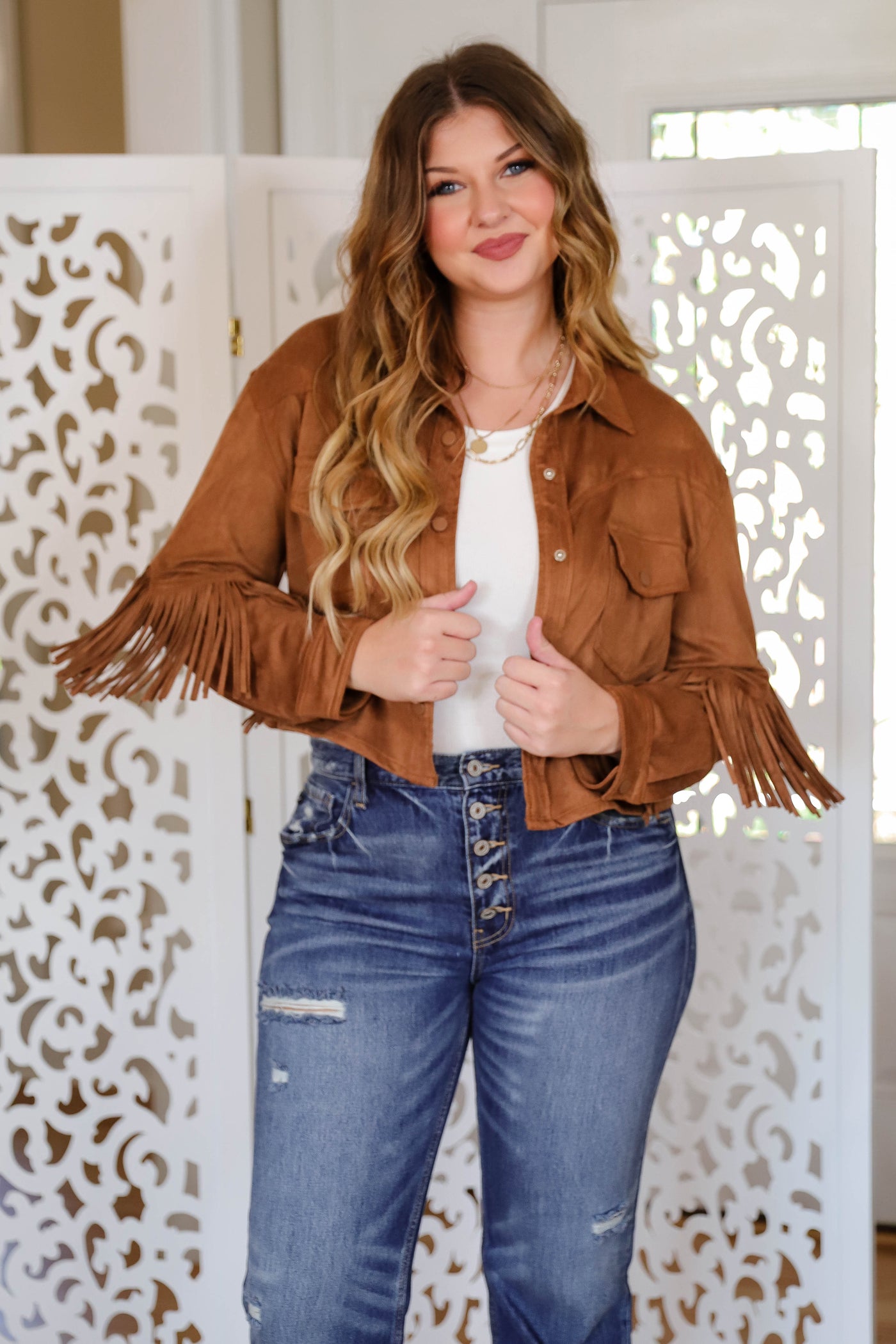 Faux Suede Fringe Jacket- Country Concert Jacket- Cute Nashville Jacket