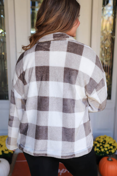 Pass the Cocoa Sherpa Button Down-Grey