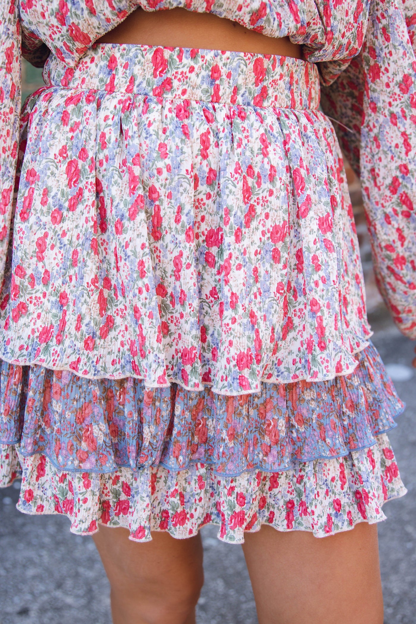 Romantic Floral Print Skirt- Ruffle Mini Floral Skirt- Matching Floral Set- $40
