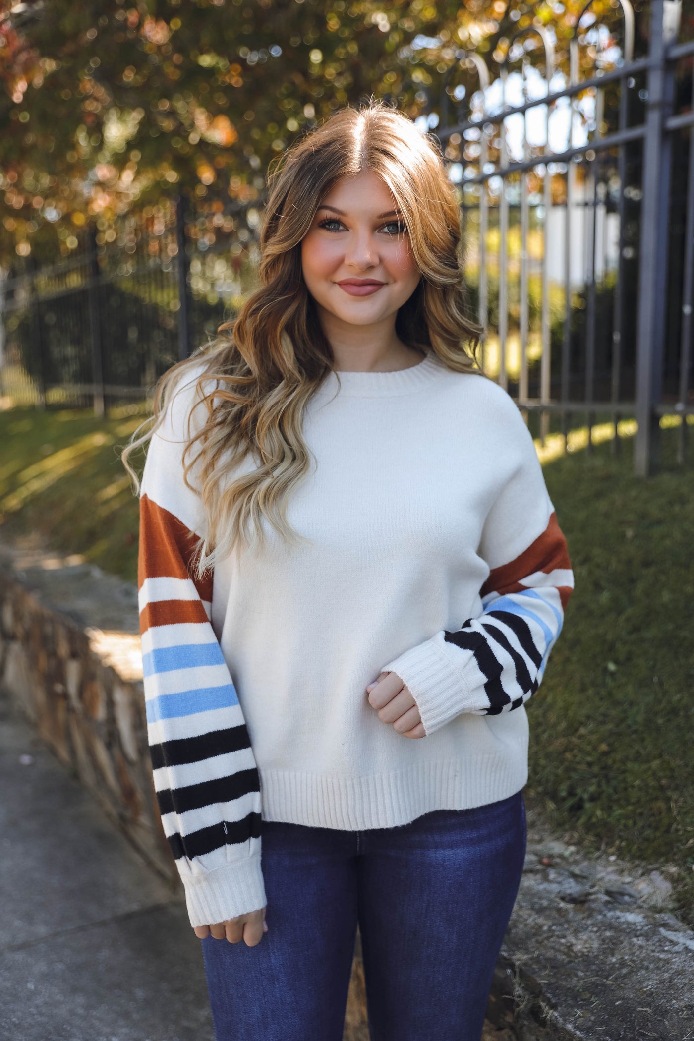 Women's Fall Sweaters- Soft Stripe Sweater- Cute Fall Sweaters