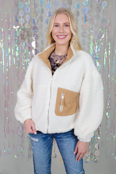 White Teddy Bear Jacket- Women's Sherpa Jacket- White Sherpa Jacket For Women