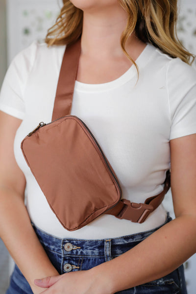 Brown Belt Bag- Women's Brown Nylon Fanny Pack- Belt Bag Dupe