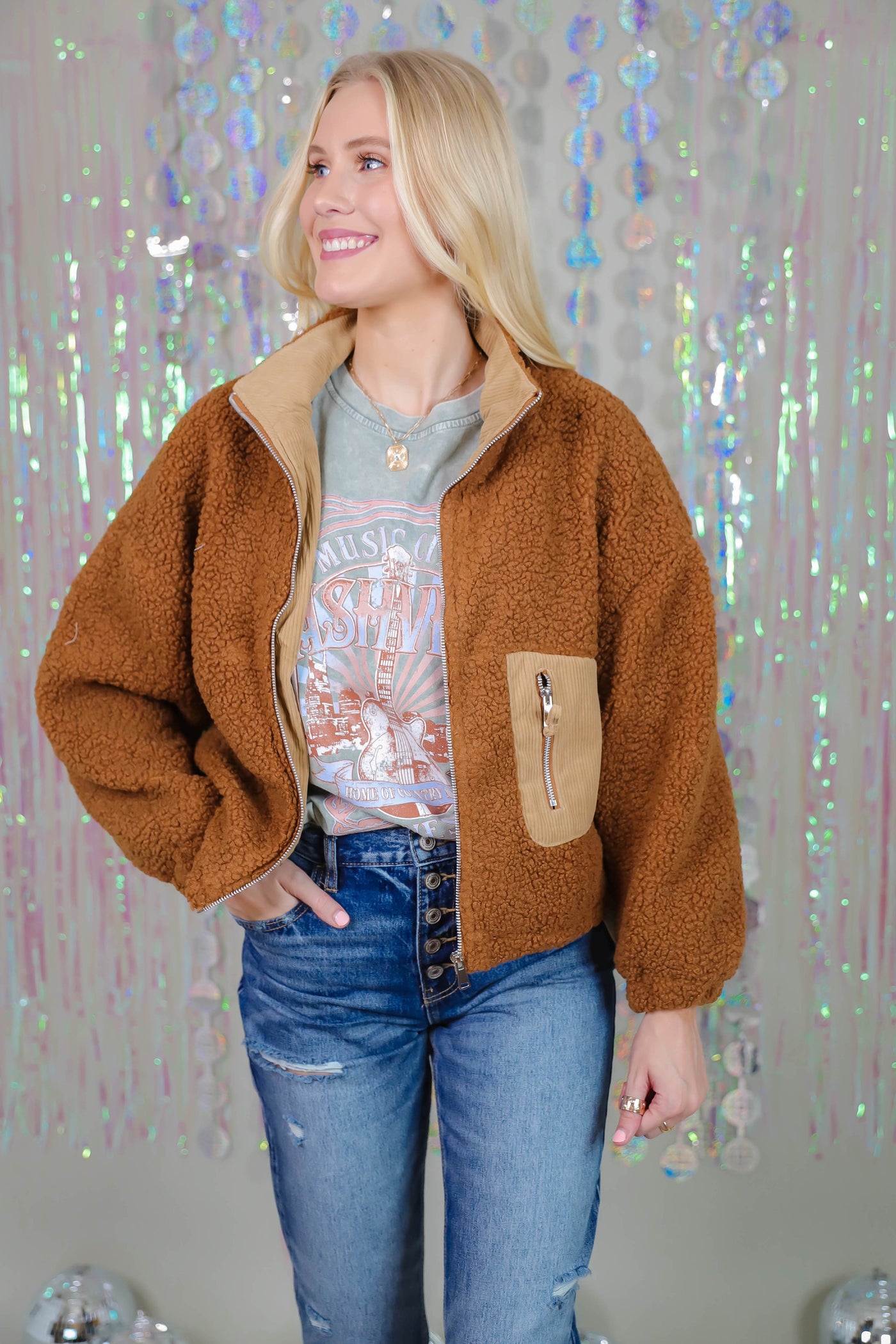 Brown Teddy Bear Jacket- Women's Sherpa Jacket- Brown Sherpa Jacket For Women