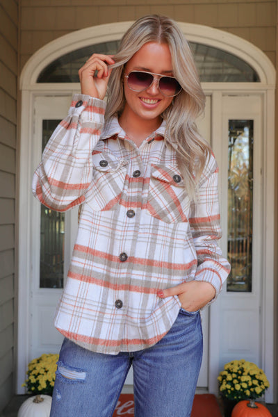 Rust Plaid Flannel- Women's Rust Orange Flannel- Soft Women's Flannel