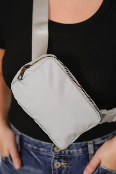 Grey Belt Bag- Women's Grey Nylon Fanny Pack- Belt Bag Dupe