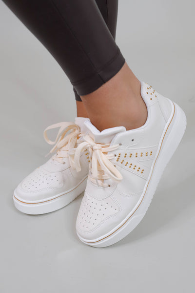 Women's Trendy White Sneakers- V Sneakers- Designer Inspired Sneakers