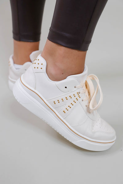 Women's Trendy White Sneakers- V Sneakers- Designer Inspired Sneakers