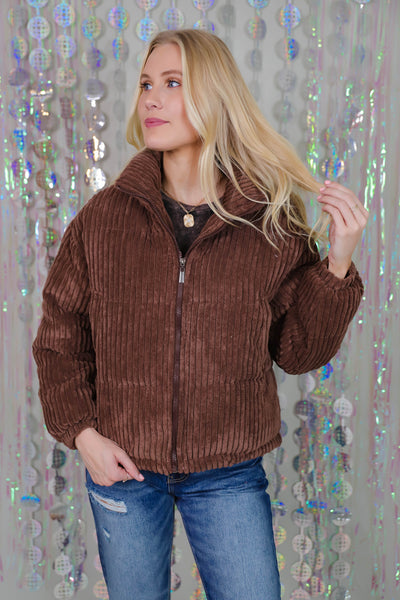 Brown Puffer Jacket- Women's Ultra Soft Puffer Jacket- Plush Puffer Jacket