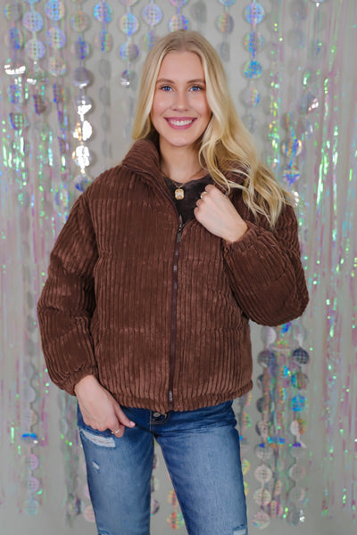 Brown Puffer Jacket- Women's Ultra Soft Puffer Jacket- Plush Puffer Jacket