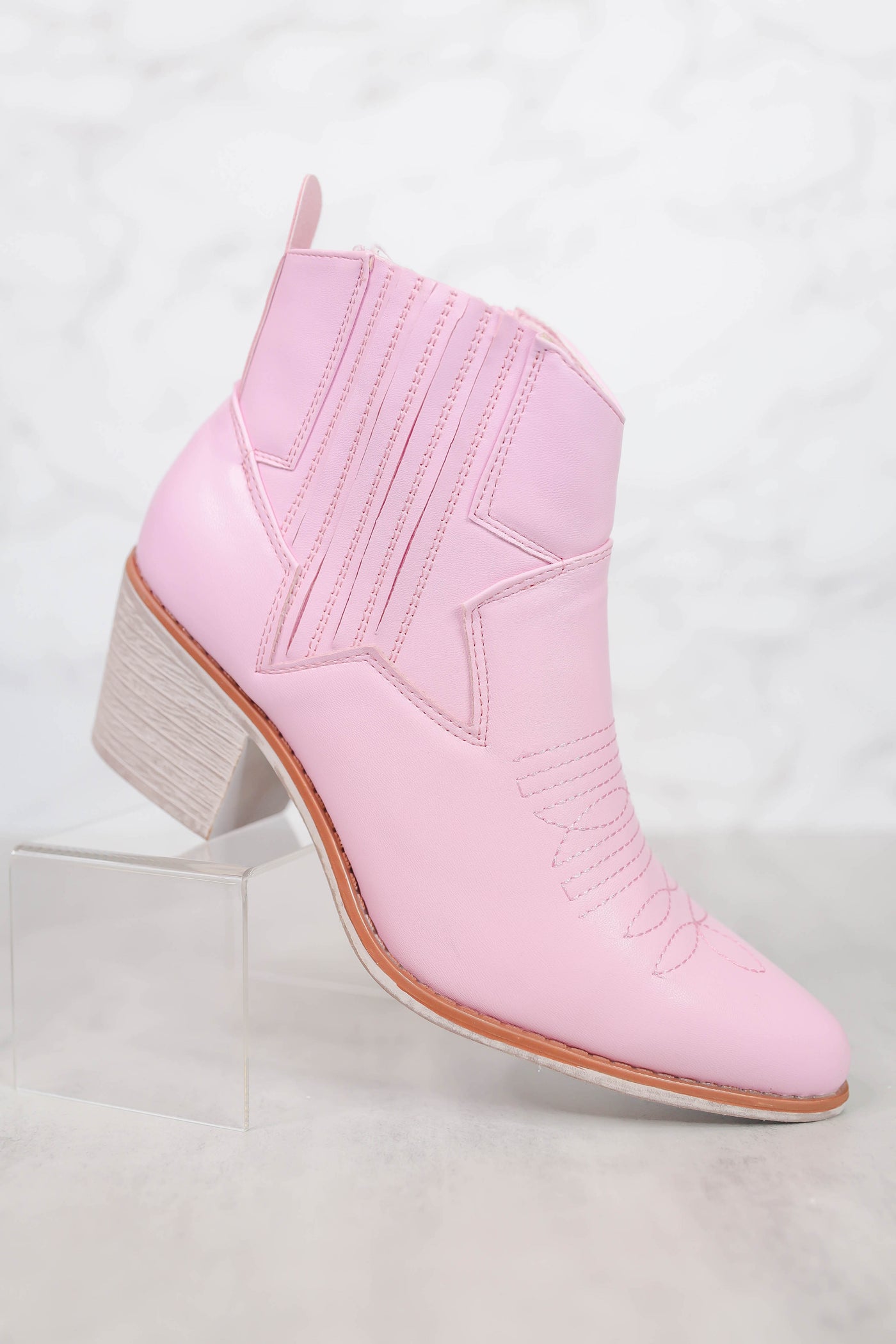 Blush Pink Women's Booties- Pink Western Booties- Pink Short Boots