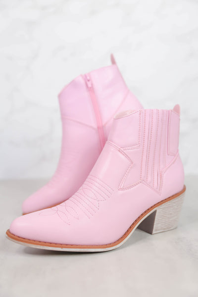 Blush Pink Women's Booties- Pink Western Booties- Pink Short Boots