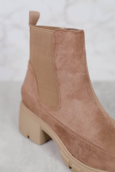 Chunky Ankle Boots- Faux Suede Trendy Boot- 90s Style Boots
