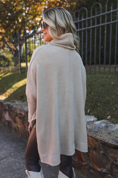 Comfy Taupe Cowl Neck Sweater- Cute Oversized Sweater- Cherish Cowl Neck Sweater