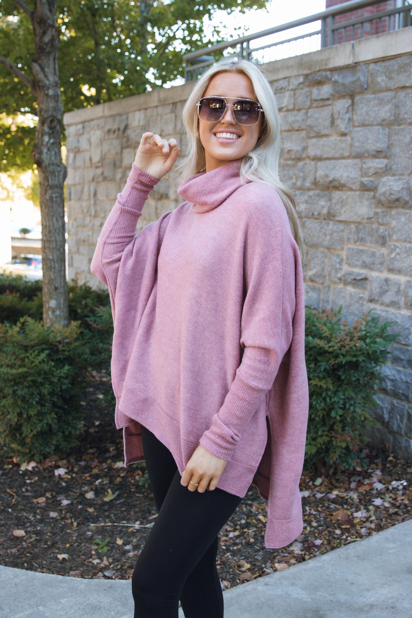 Comfy Mauve Pink Cowl Neck Sweater- Cute Oversized Sweater- $44