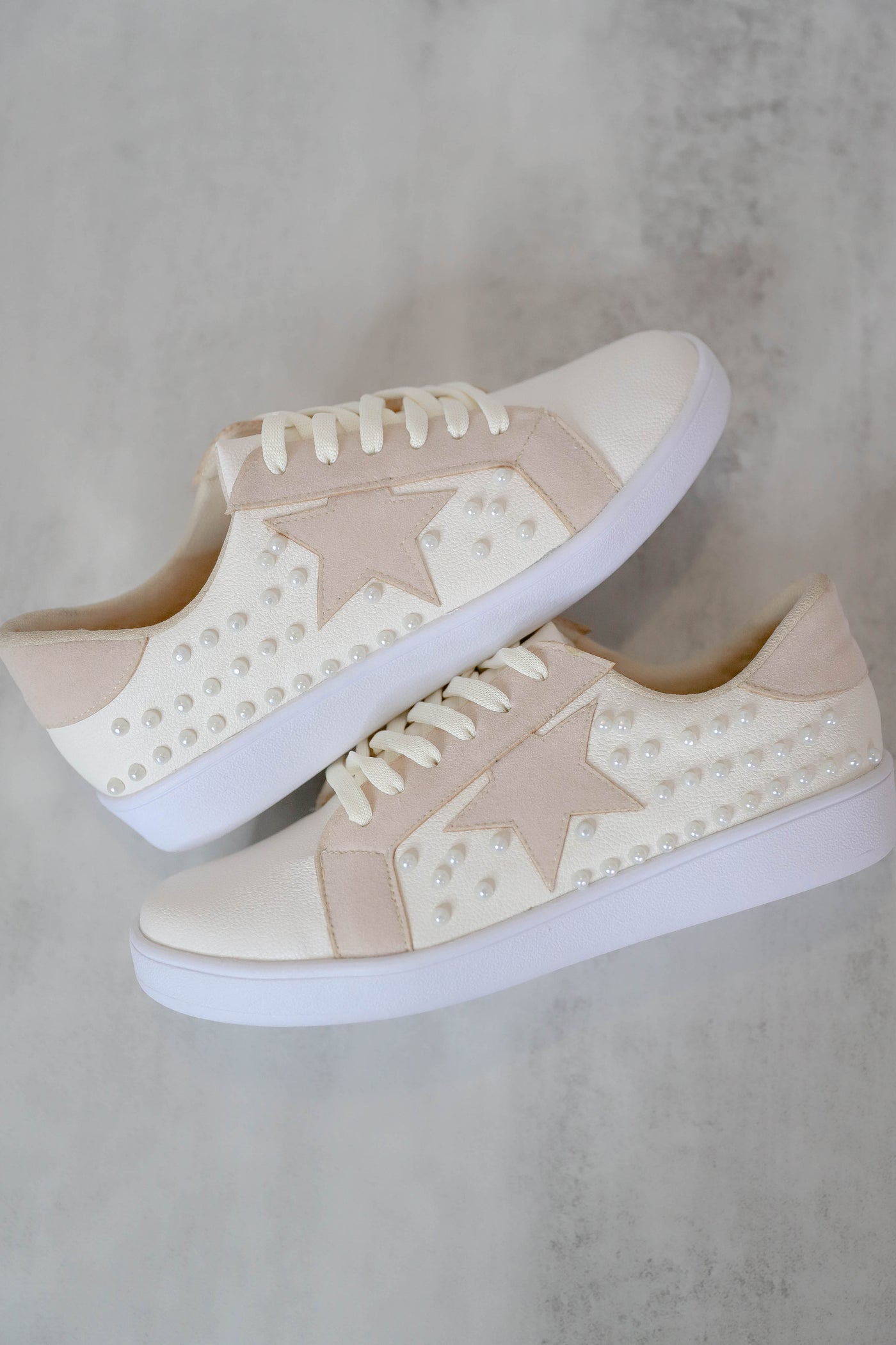 Trendy Star Sneakers- Women's Pearl Star Sneakers- Ivory Star Sneakers
