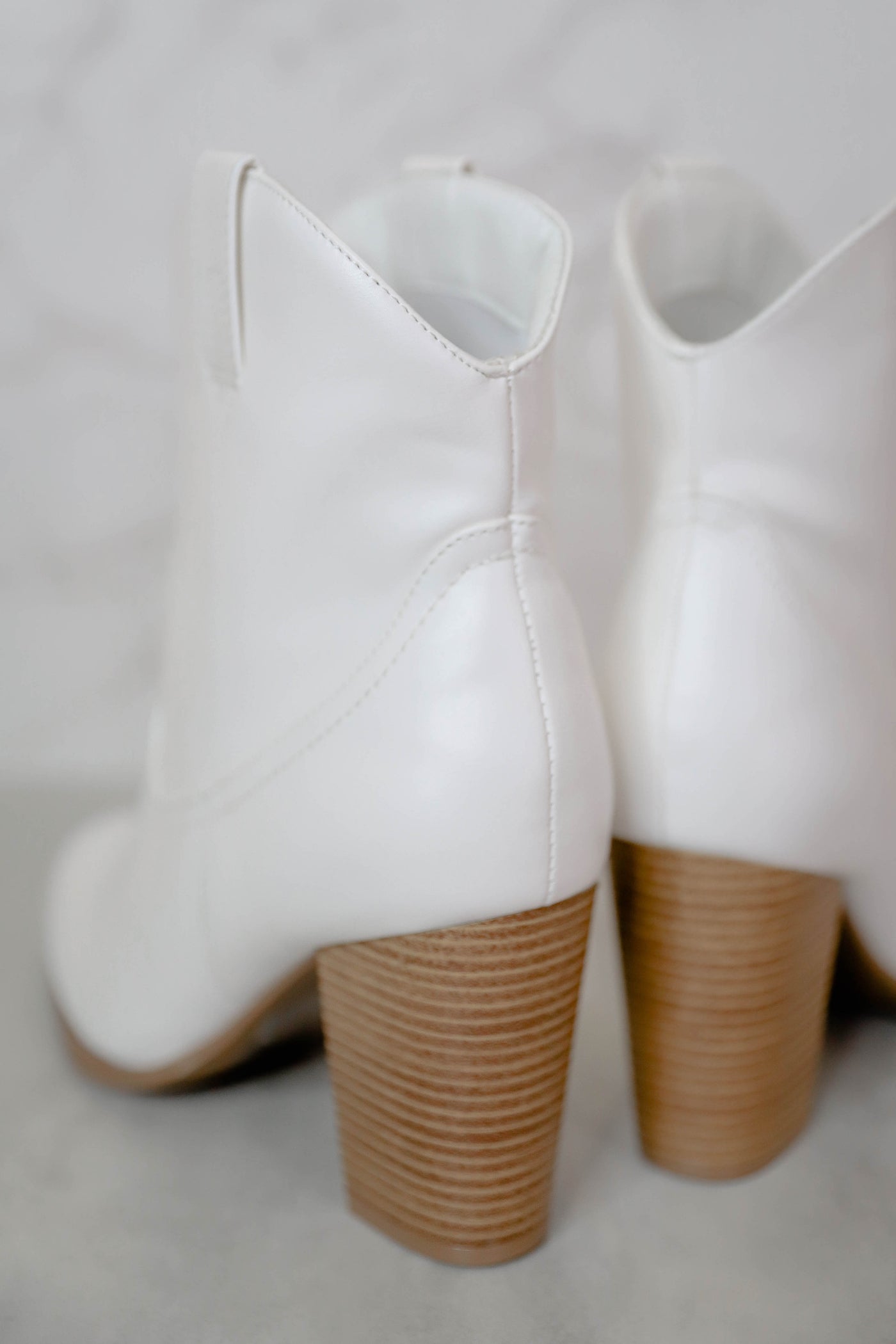 White Western Booties- Short White Boots- Qupid White Booties