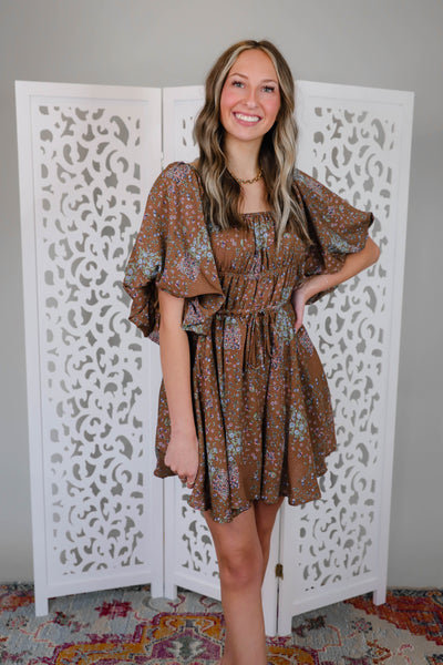 Floral Puff Sleeve Dress- Flirty Mini Dress- Off The Shoulder Tulle Dress- &Merci Floral Dress