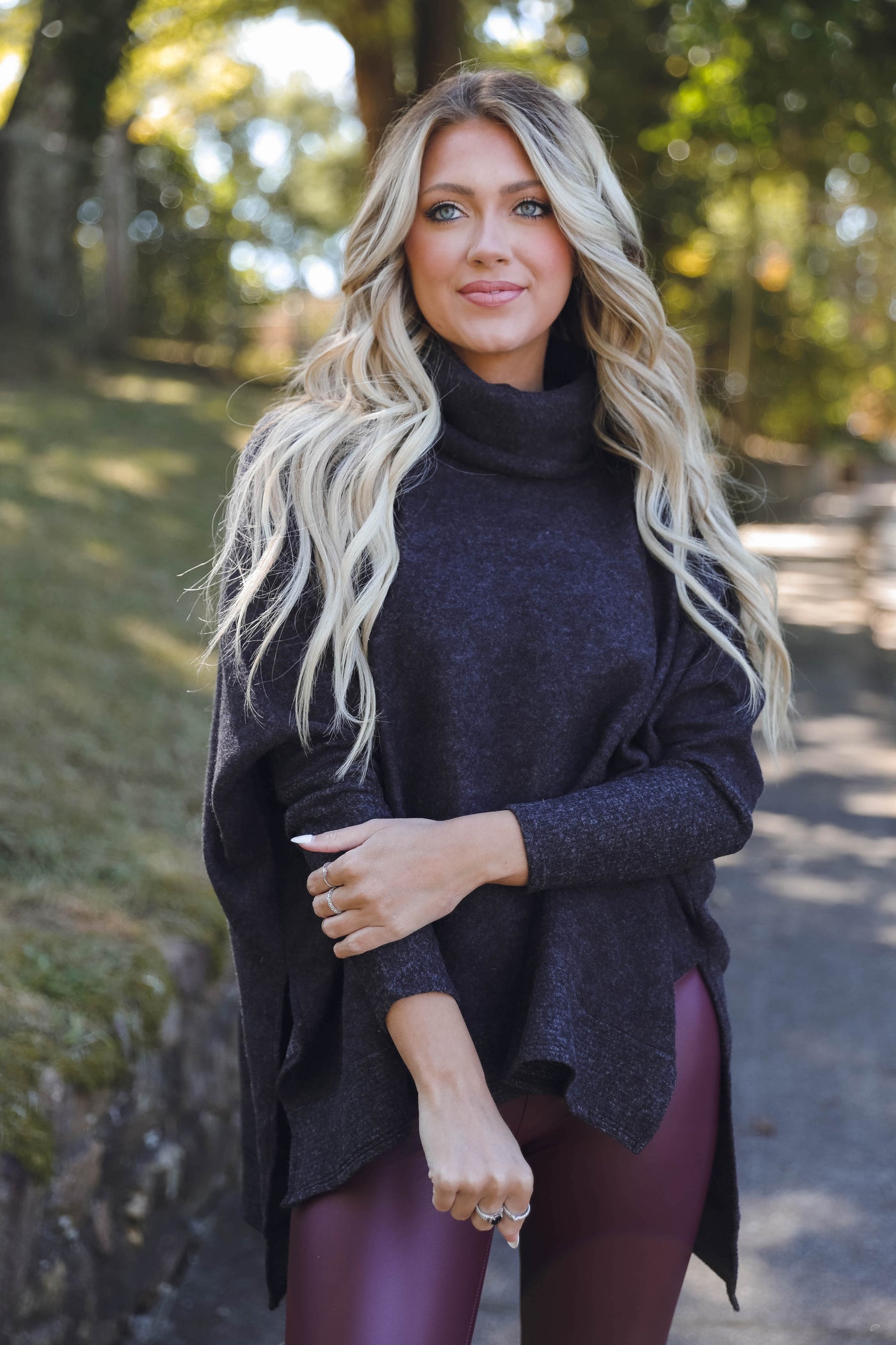Comfy Charcoal Grey Cowl Neck Sweater- Cute Oversized Sweater- Cherish Cowl Neck Sweater