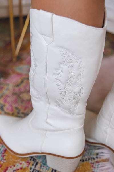 Tall White Western Boots- Women's White Tall Boots- Pierre Dumas White Boots