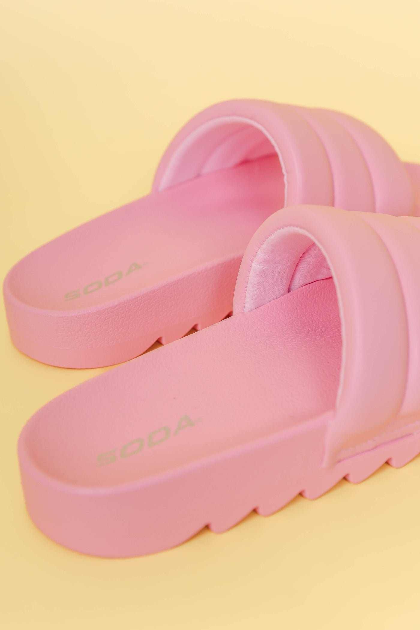 Pink Slides- Women's Cushion Slide Sandals- Women's Puffy Slides