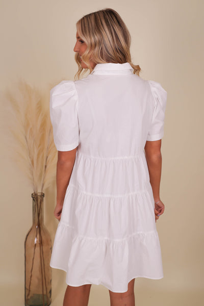 Women's Collard Dress- Women's White Babydoll Dress- Women's Casual Dresses