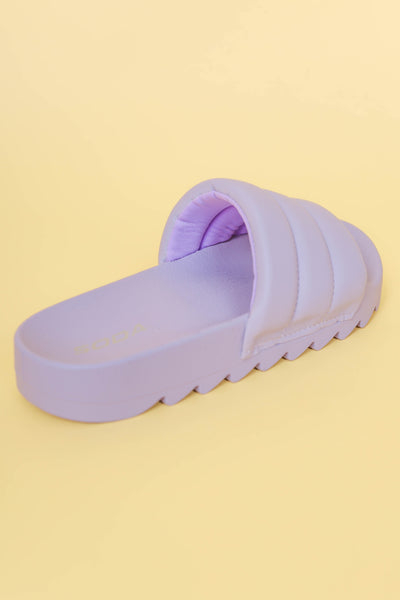 Purple Slides- Women's Cushion Slide Sandals- Women's Puffy Slides