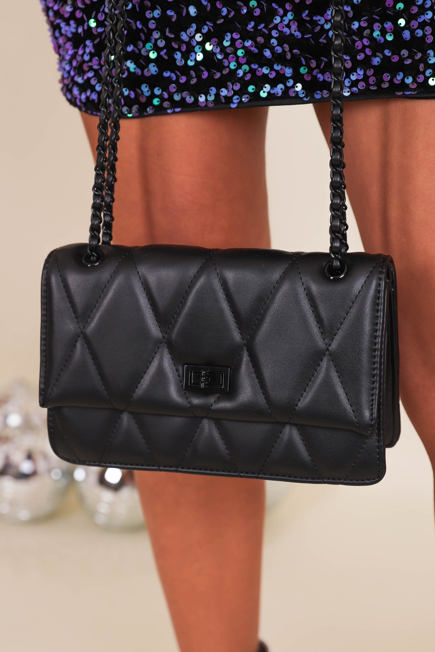 Black Quilted Crossbody- Designer Dupe Handbags- Urban Expressions Handbag