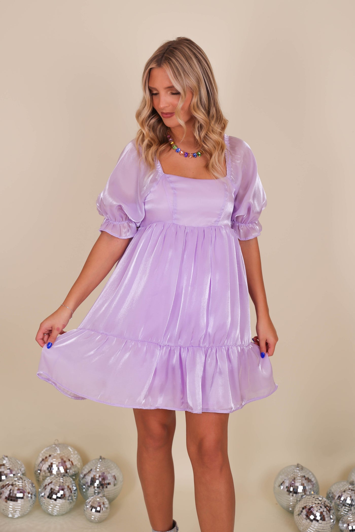Lilac Organza Dress- Metallic Purple Tulle Dress- Speak Now Era Dress