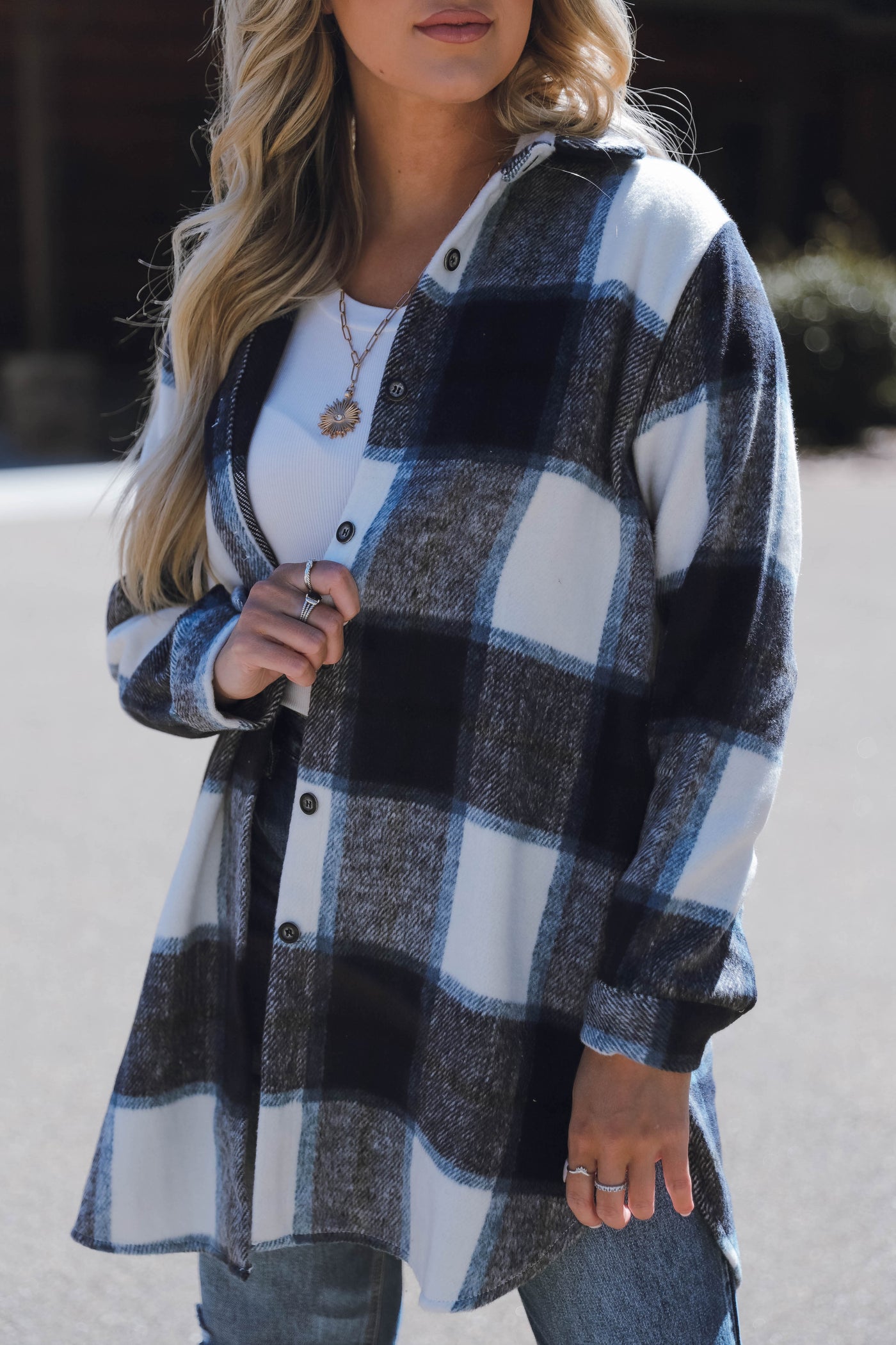 Women's Long Shacket- Trendy Plaid Shirt Jacket- Women's Fall Shacket