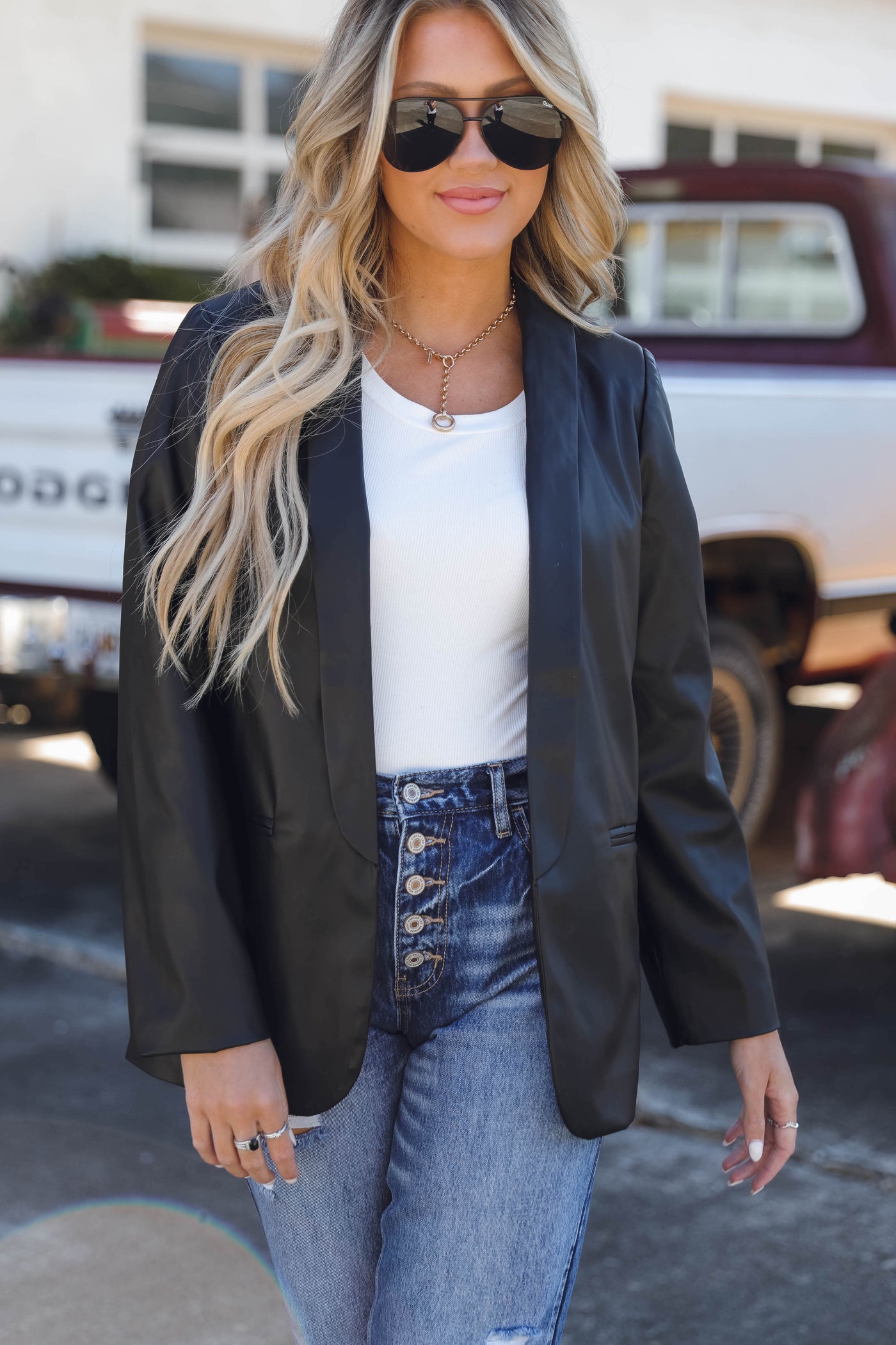 Black Leather Blazer- Women's Leather Blazer- Women's Leather Jacket