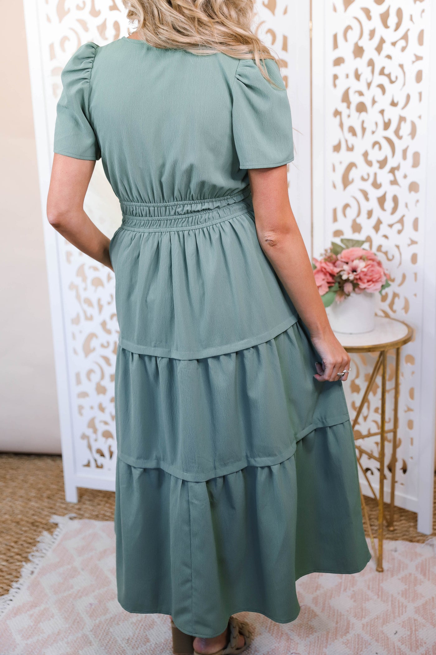  Preppy Olive Green Dress- Women's Preppy Midi Dress- Feminine Midi Dress- &Merci Midi Dress