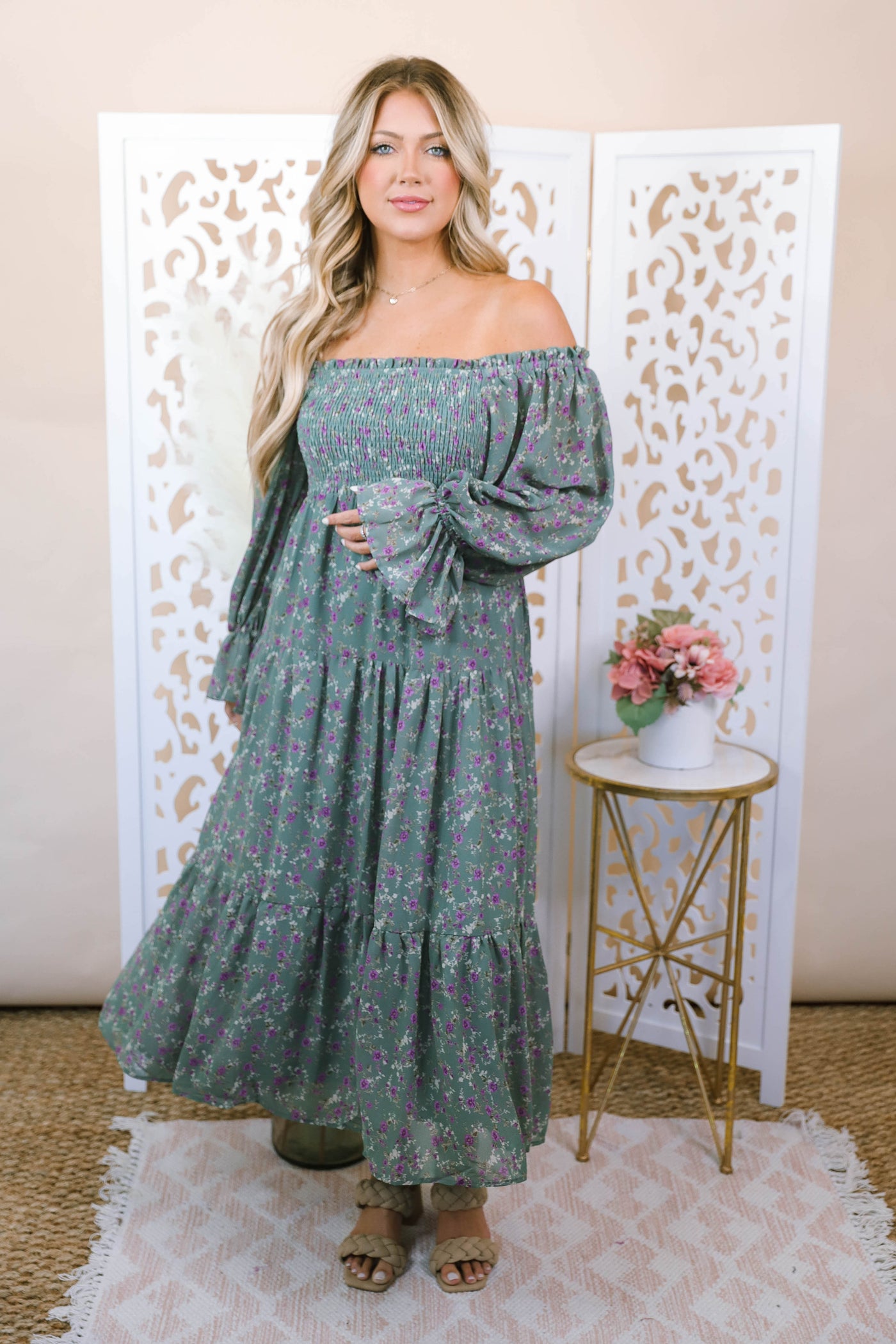 Floral Print Midi Dress- Feminine Midi Dresses- Love Shack Dupe Dress- &Merci Midi Dress