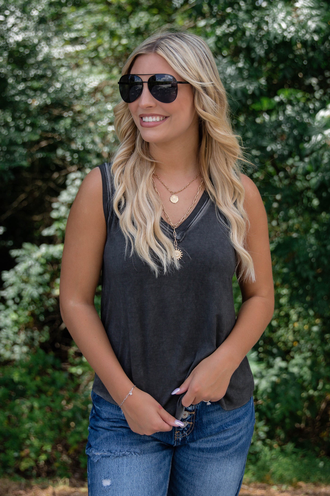 Comfy Charcoal Women's Tank- Women's Acid Wash Tank- Simple Women's Tank
