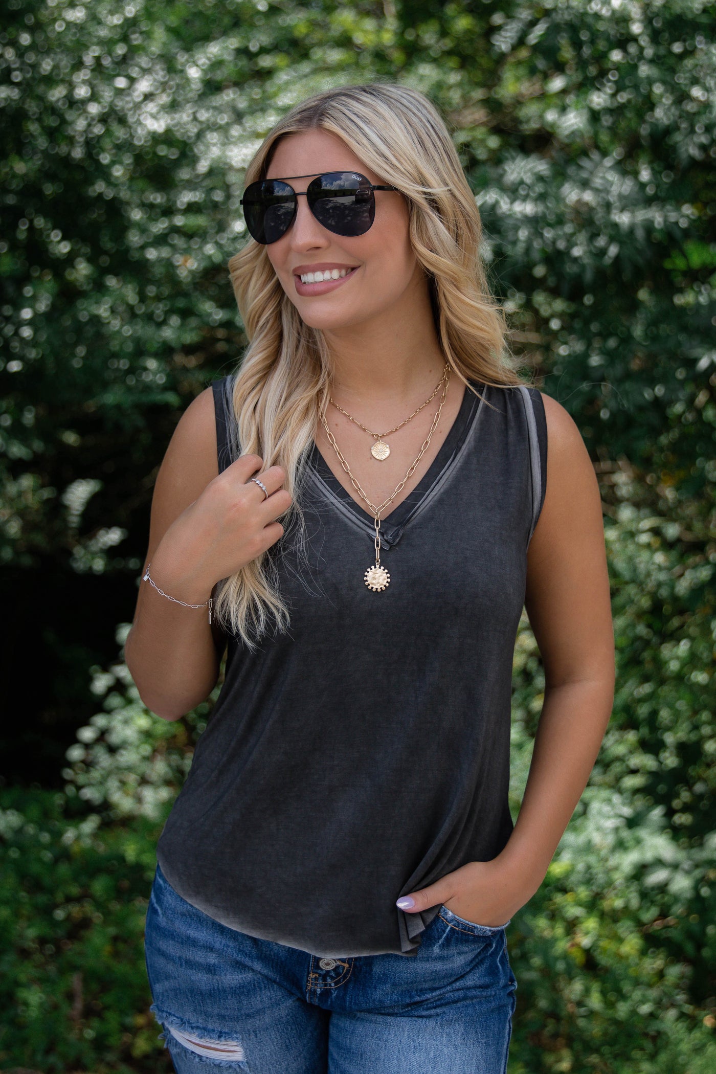 Comfy Charcoal Women's Tank- Women's Acid Wash Tank- Simple Women's Tank