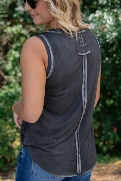 Comfy Charcoal Women's Tank- Women's Acid Wash Tank- Simple Women's Tank
