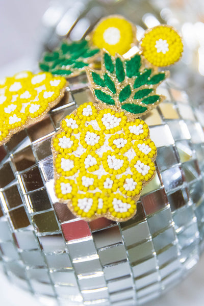 Beaded Pineapple Earrings- Fun Fruit Beaded Earrings