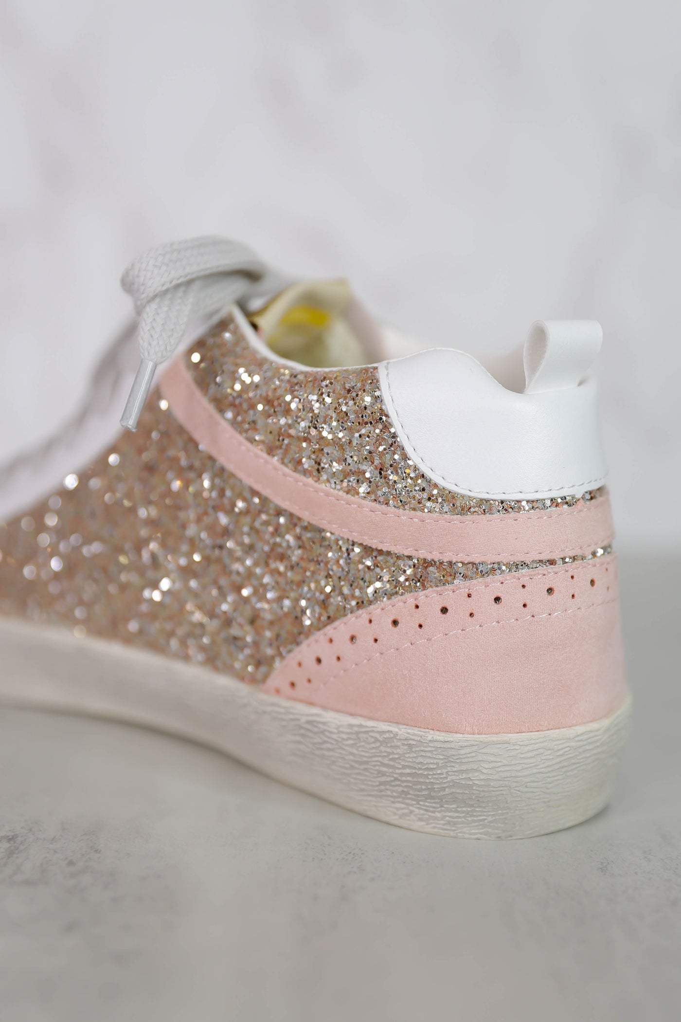 Rose Gold Glitter Star Sneakers- High Top Star Sneakers- Star Sneakers Dupe